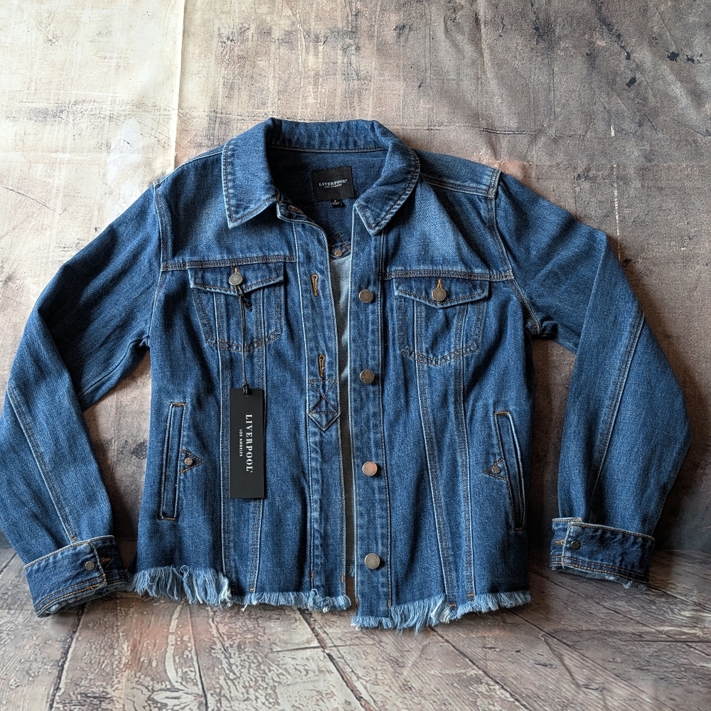 Liverpool Classic Jean Jacket Frayed Hem
